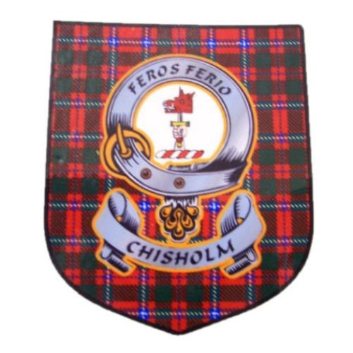 Image 1 of Chisholm Clan Tartan Clan Chisholm Badge Shield Decal Sticker Set of 3