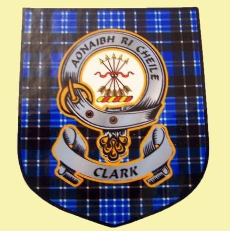 Image 0 of Clark Clan Tartan Clan Clark Badge Shield Decal Sticker Set of 3