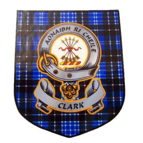 Image 1 of Clark Clan Tartan Clan Clark Badge Shield Decal Sticker Set of 3