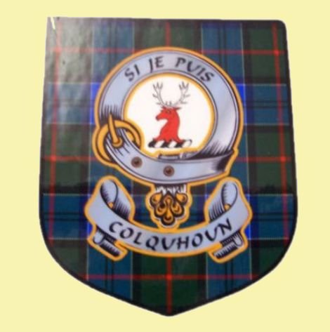 Image 0 of Colquhoun Clan Tartan Clan Colquhoun Badge Shield Decal Sticker Set of 3