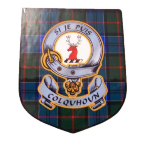 Image 1 of Colquhoun Clan Tartan Clan Colquhoun Badge Shield Decal Sticker Set of 3