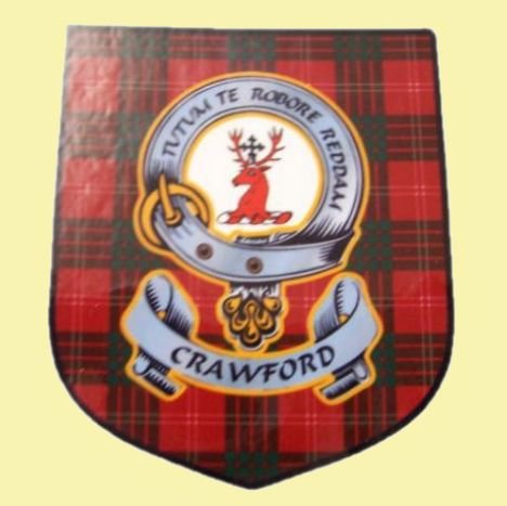 Image 0 of Crawford Clan Tartan Clan Crawford Badge Shield Decal Sticker Set of 3