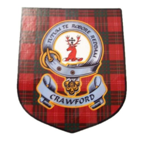 Image 1 of Crawford Clan Tartan Clan Crawford Badge Shield Decal Sticker Set of 3