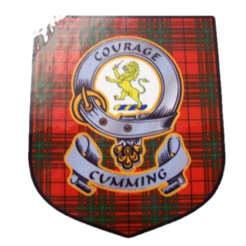 Image 1 of Cumming Clan Tartan Clan Cumming Badge Shield Decal Sticker Set of 3