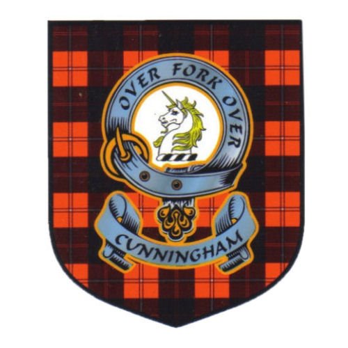 Image 1 of Cunningham Clan Tartan Clan Cunningham Badge Shield Decal Sticker 