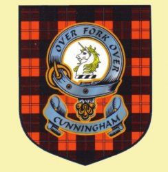 Cunningham Clan Tartan Clan Cunningham Badge Shield Decal Sticker Set of 3
