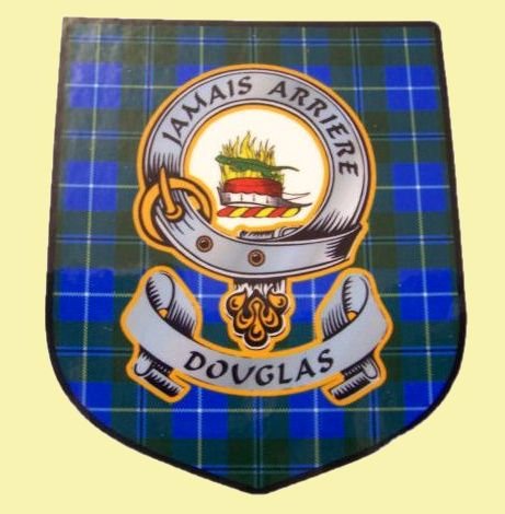 Image 0 of Douglas Clan Tartan Clan Douglas Badge Shield Decal Sticker Set of 3