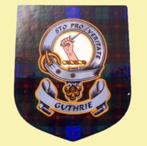 Image 0 of Guthrie Clan Tartan Clan Guthrie Badge Shield Decal Sticker 