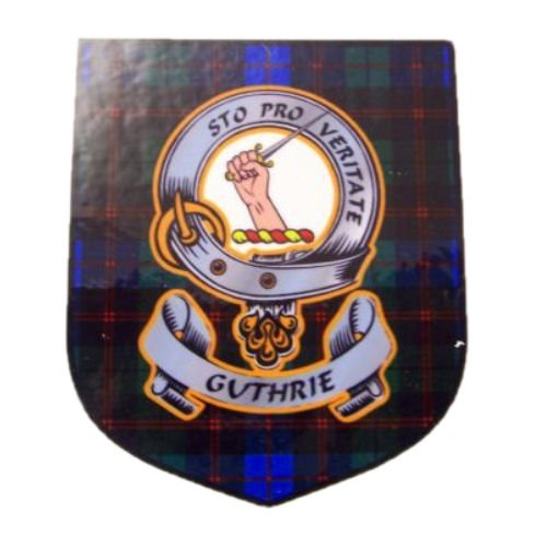 Image 1 of Guthrie Clan Tartan Clan Guthrie Badge Shield Decal Sticker Set of 3