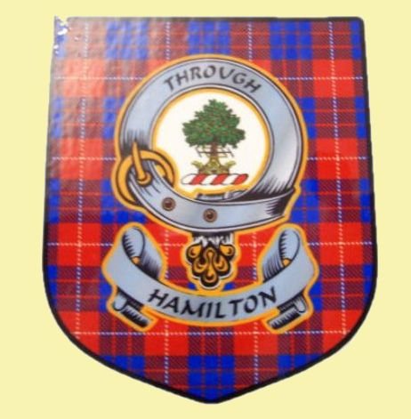 Image 0 of Hamilton Clan Tartan Clan Hamilton Badge Shield Decal Sticker Set of 3