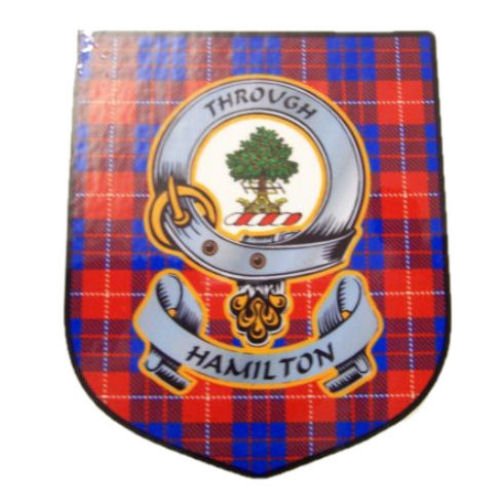 Image 1 of Hamilton Clan Tartan Clan Hamilton Badge Shield Decal Sticker Set of 3
