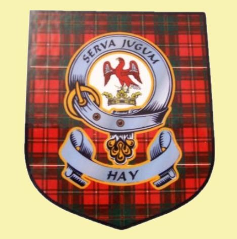 Image 0 of Hay Clan Tartan Clan Hay Badge Shield Decal Sticker Set of 3