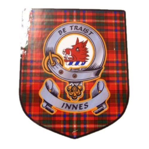 Image 1 of Innes Clan Tartan Clan Innes Badge Shield Decal Sticker Set of 3