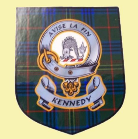 Image 0 of Kennedy Clan Tartan Clan Kennedy Badge Shield Decal Sticker Set of 3