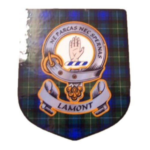 Image 1 of Lamont Clan Tartan Clan Lamont Badge Shield Decal Sticker Set of 3
