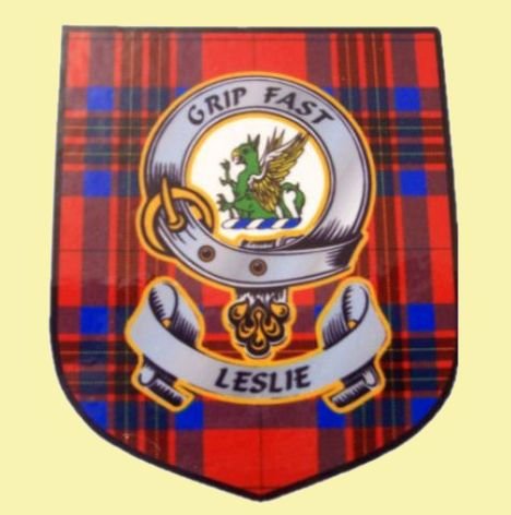 Image 0 of Leslie Clan Tartan Clan Leslie Badge Shield Decal Sticker 