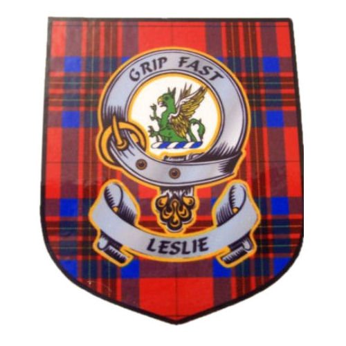 Image 1 of Leslie Clan Tartan Clan Leslie Badge Shield Decal Sticker 