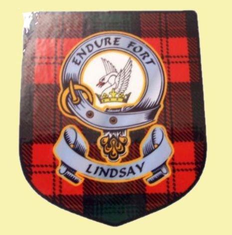 Image 0 of Lindsay Clan Tartan Clan Lindsay Badge Shield Decal Sticker Set of 3