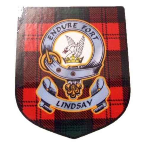 Image 1 of Lindsay Clan Tartan Clan Lindsay Badge Shield Decal Sticker Set of 3