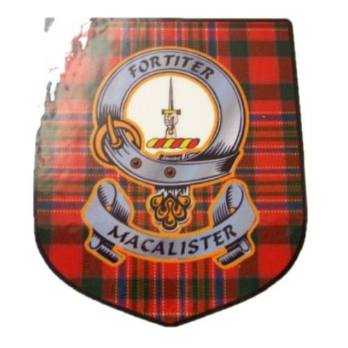 Image 1 of MacAlister Clan Tartan Clan MacAlister Badge Shield Decal Sticker 