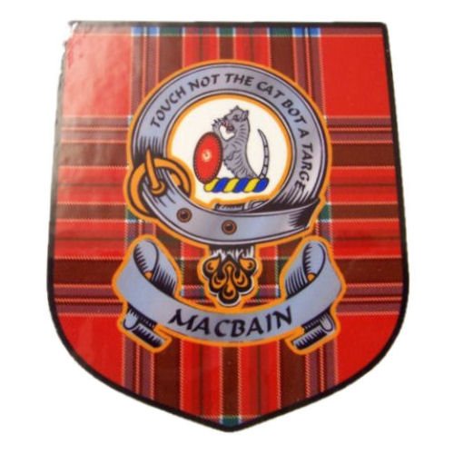 Image 1 of MacBain Clan Tartan Clan MacBain Badge Shield Decal Sticker Set of 3