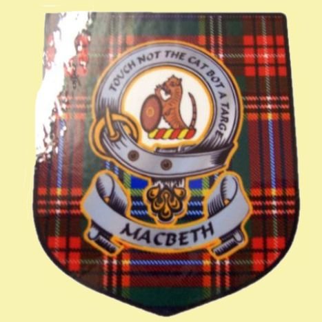 Image 0 of MacBeth Clan Tartan Clan MacBeth Badge Shield Decal Sticker Set of 3