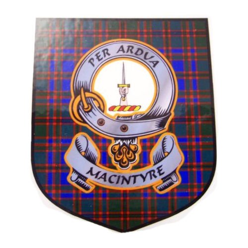 Image 1 of MacIntyre Clan Tartan Clan MacIntyre Badge Shield Decal Sticker 