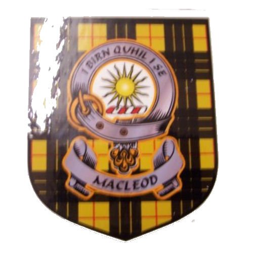 Image 1 of MacLeod Of Lewis Clan Tartan Clan MacLeod Badge Shield Decal Sticker 