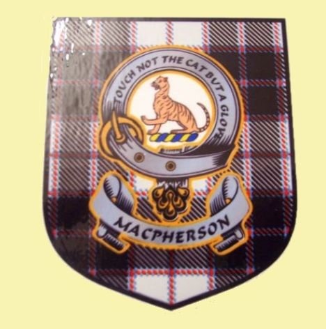 Image 0 of MacPherson Clan Tartan Clan MacPherson Badge Shield Decal Sticker Set of 3