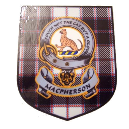 Image 1 of MacPherson Clan Tartan Clan MacPherson Badge Shield Decal Sticker Set of 3