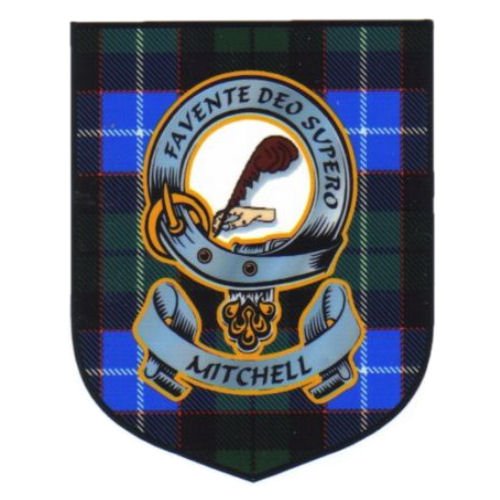 Image 1 of Mitchell Clan Tartan Clan Mitchell Badge Shield Decal Sticker 