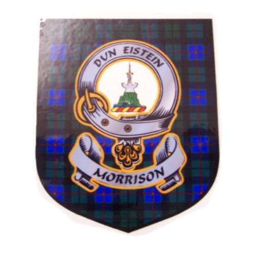 Image 1 of Morrison Clan Tartan Clan Morrison Badge Shield Decal Sticker 