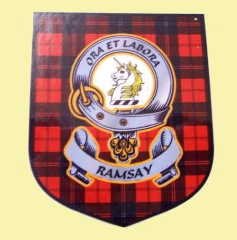 Image 0 of Ramsay Clan Tartan Clan Ramsay Badge Shield Decal Sticker 