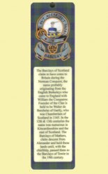 Barclay Clan Badge Clan Barclay Tartan Laminated Bookmark