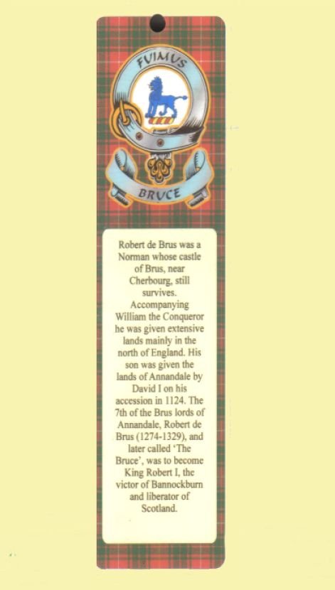Image 0 of Bruce Clan Badge Clan Bruce Tartan Laminated Bookmark