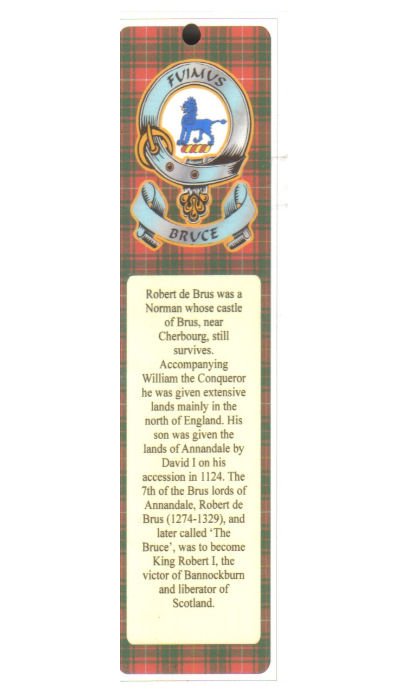 Image 1 of Bruce Clan Badge Clan Bruce Tartan Laminated Bookmark