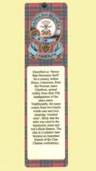 Cameron Clan Badge Clan Cameron Tartan Laminated Bookmark