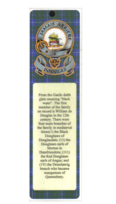 Image 1 of Douglas Clan Badge Clan Douglas Tartan Laminated Bookmarks Set of 2