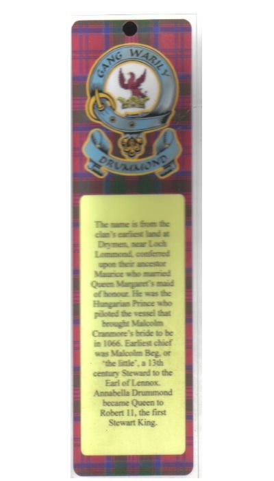 Image 1 of Drummond Clan Badge Clan Drummond Tartan Laminated Bookmarks Set of 2