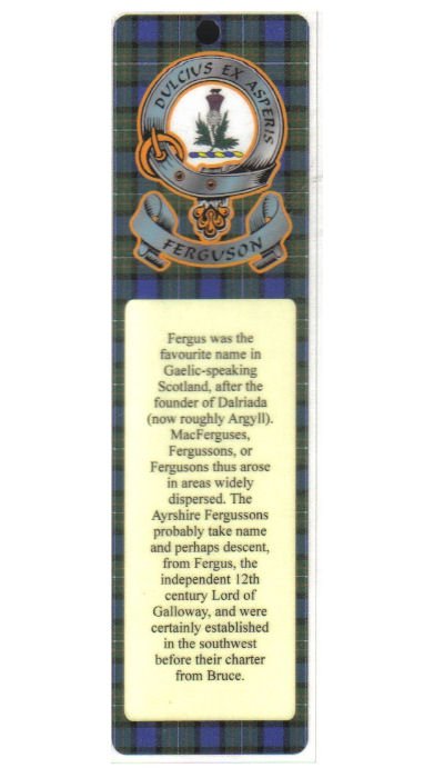 Image 1 of Ferguson Clan Badge Clan Ferguson Tartan Laminated Bookmarks Set of 2