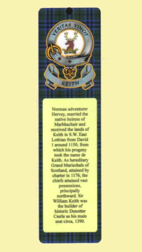 Image 0 of Keith Clan Badge Clan Keith Tartan Laminated Bookmark