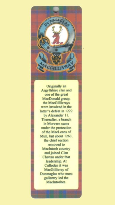 Image 0 of MacGillivray Clan Badge Clan MacGillivray Tartan Laminated Bookmark