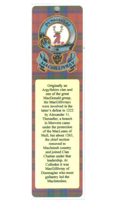 Image 1 of MacGillivray Clan Badge Clan MacGillivray Tartan Laminated Bookmark