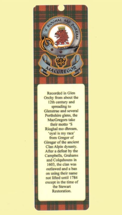 Image 0 of MacGregor Clan Badge Clan MacGregor Tartan Laminated Bookmark