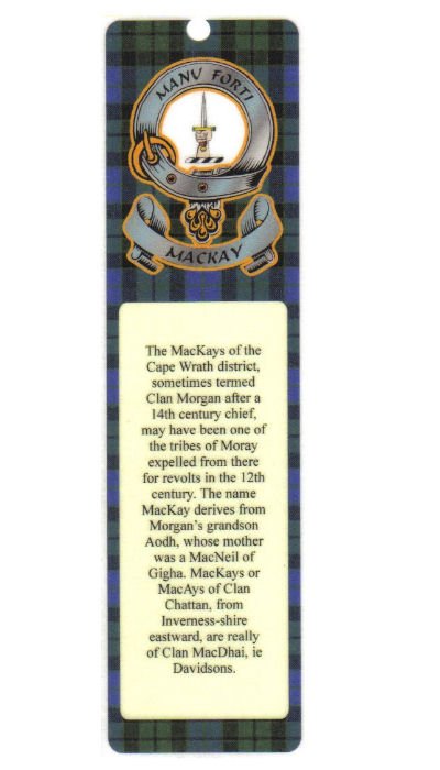 Image 1 of Mackay Clan Badge Clan Mackay Tartan Laminated Bookmark