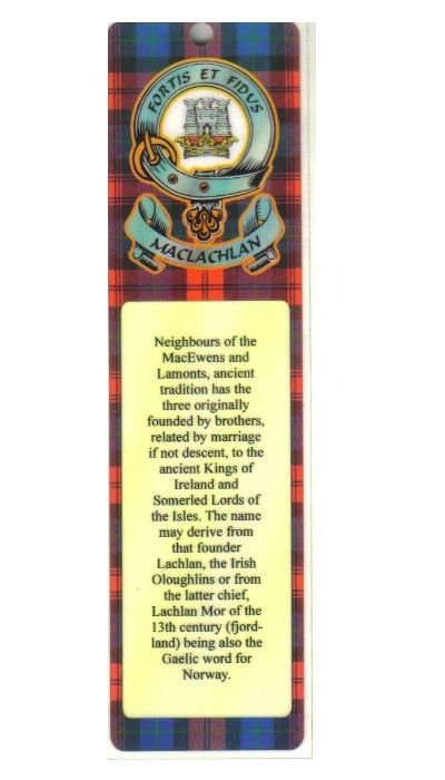 Image 1 of MacLachlan Clan Badge Clan MacLachlan Tartan Laminated Bookmark
