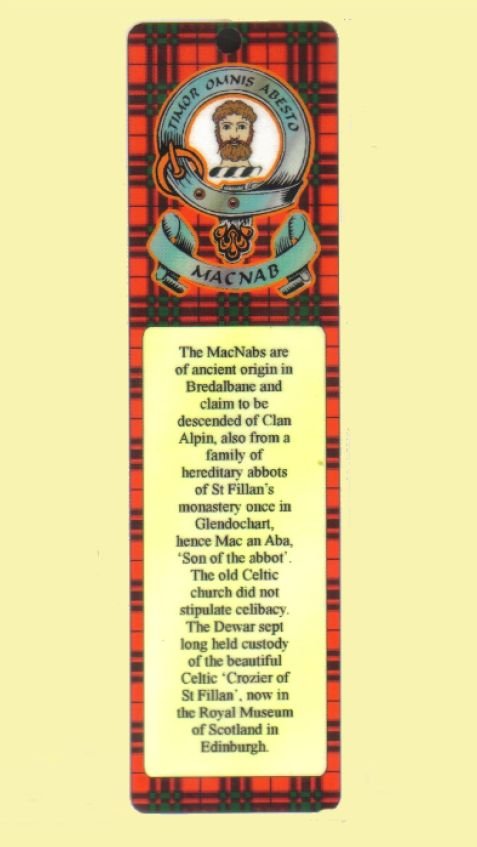 Image 0 of MacNab Clan Badge Clan MacNab Tartan Laminated Bookmark