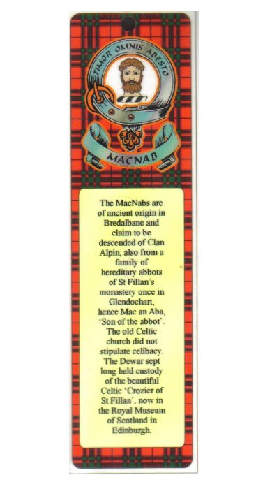Image 1 of MacNab Clan Badge Clan MacNab Tartan Laminated Bookmark