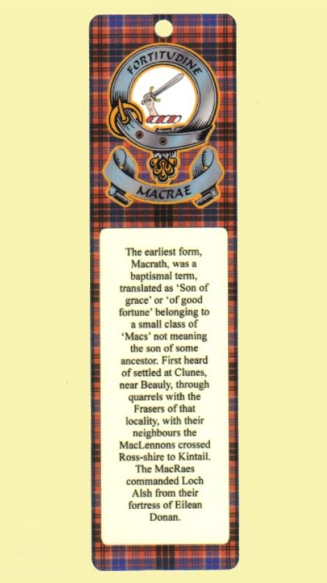 Image 0 of MacRae Clan Badge Clan MacRae Tartan Laminated Bookmark
