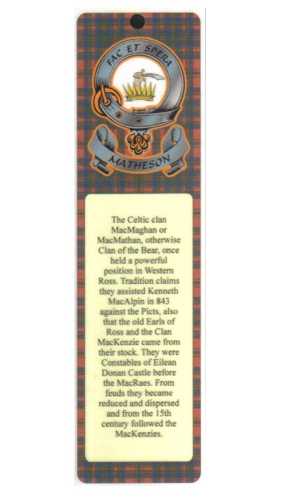 Image 1 of Matheson Clan Badge Clan Matheson Tartan Laminated Bookmark